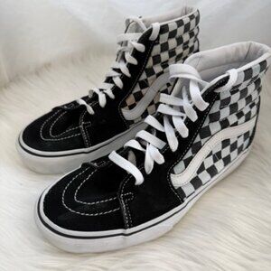 Vans Sk8-Hi Checkerboard Sneakers | Black White | Men’s 7 / Women’s 8.5